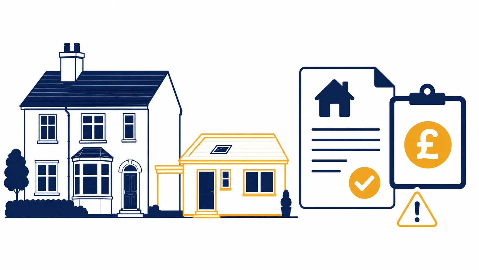 Granny annexe planning permission illustration showing self-contained garden annexe and cost document